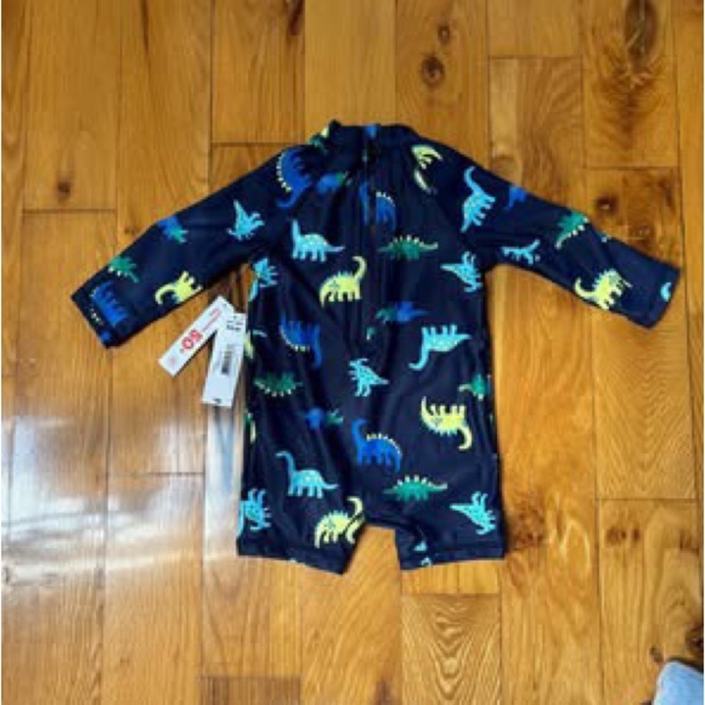 Navy Dinosaur Print Baby Rashguard